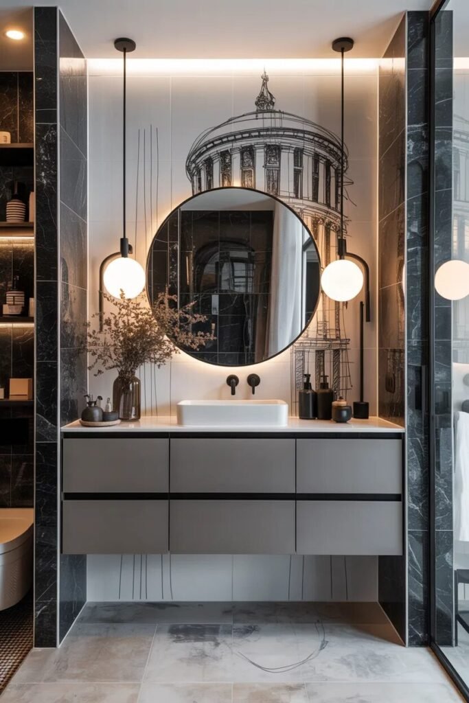architectural bathroom print ideas decor