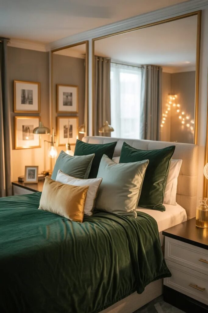 luxury green dorm room aesthetic