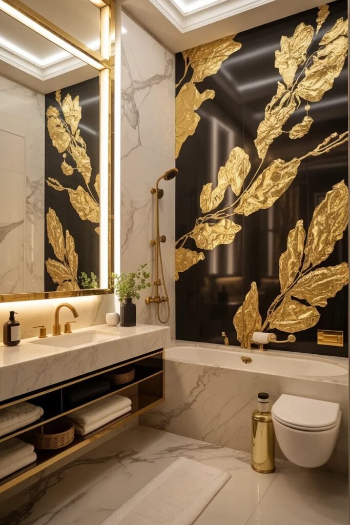 gold bathroom print ideas art