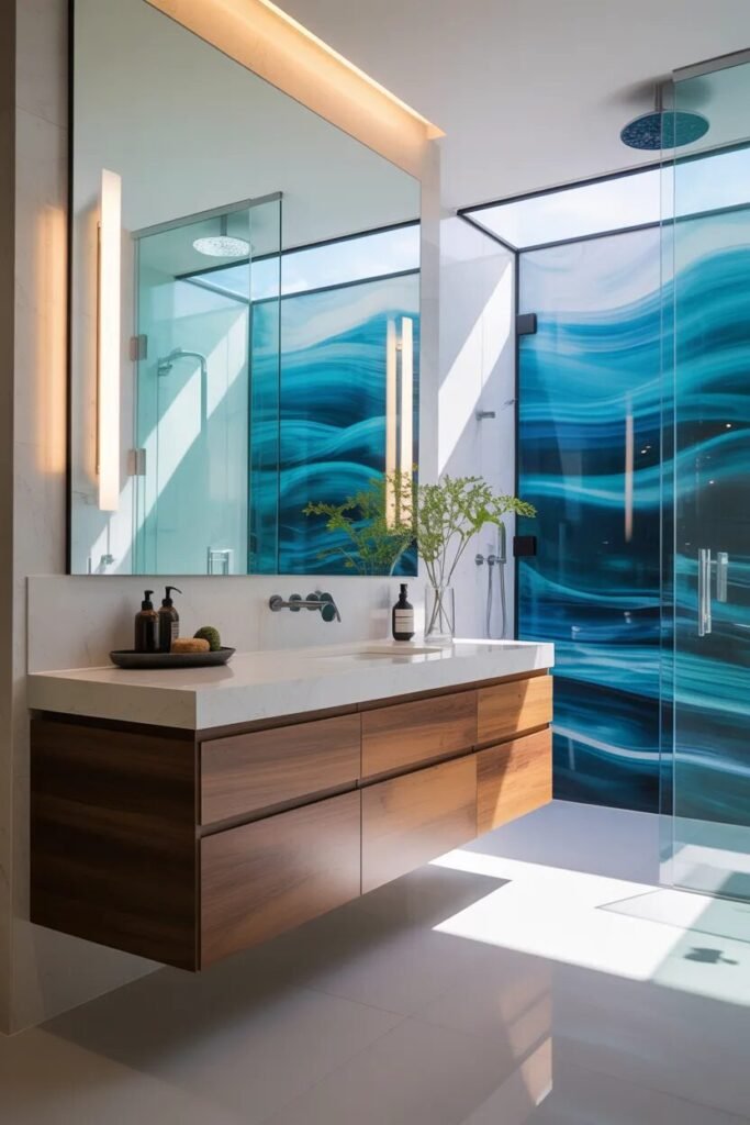 glass bathroom print ideas decor