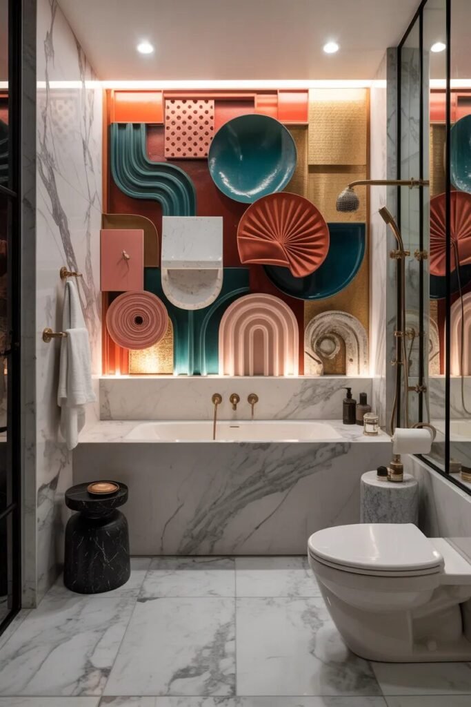 sculptural bathroom print ideas luxury
