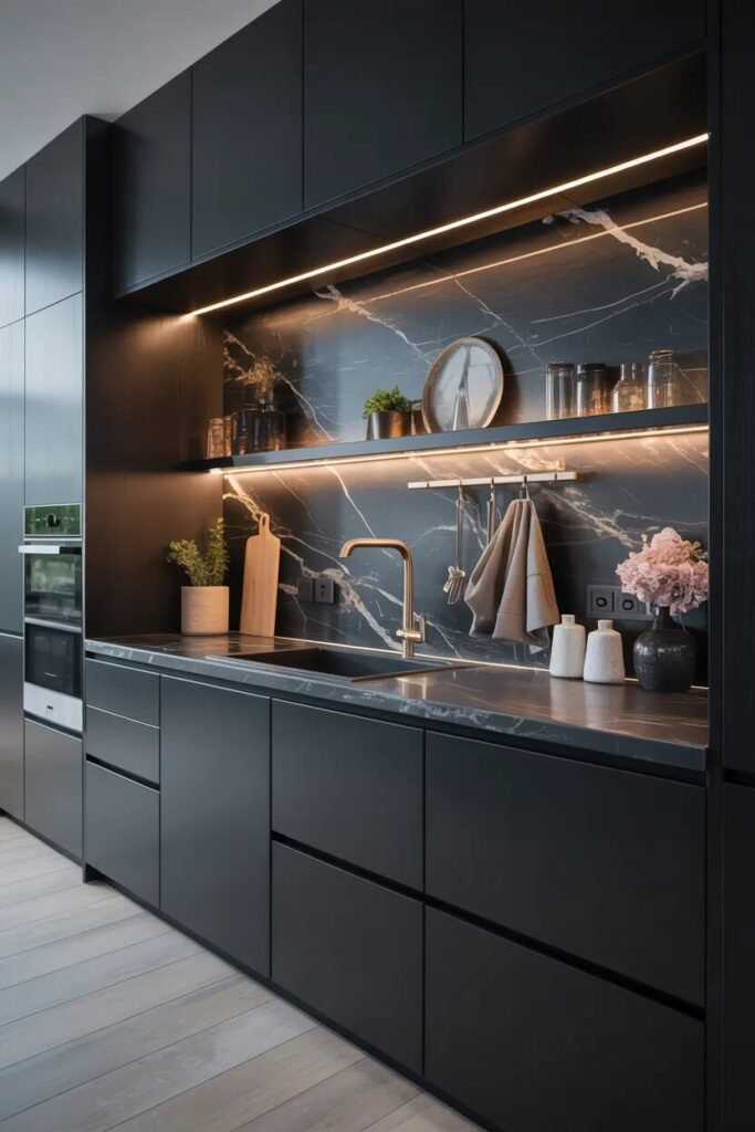 Statement black kitchen cabinets ideas