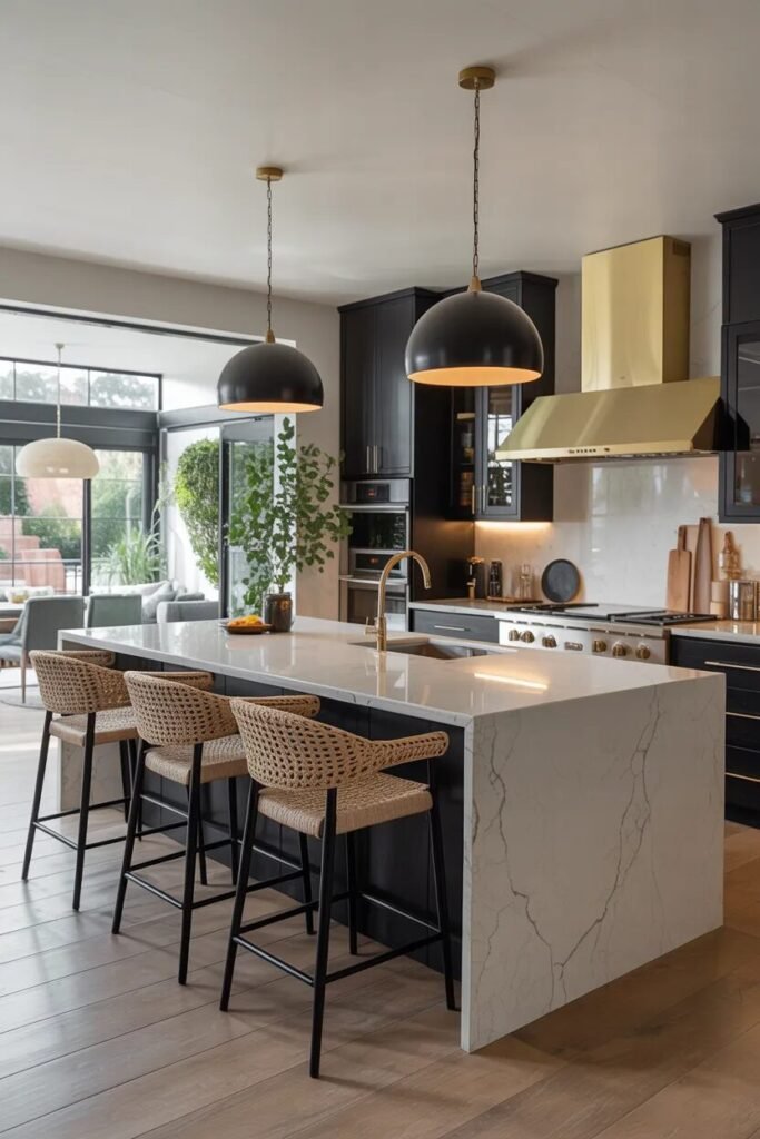 Island black kitchen cabinets ideas