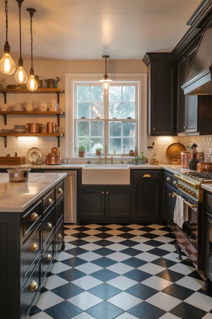 Vintage black kitchen cabinets ideas