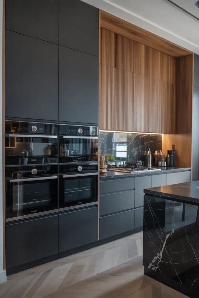 Tall black kitchen cabinets ideas