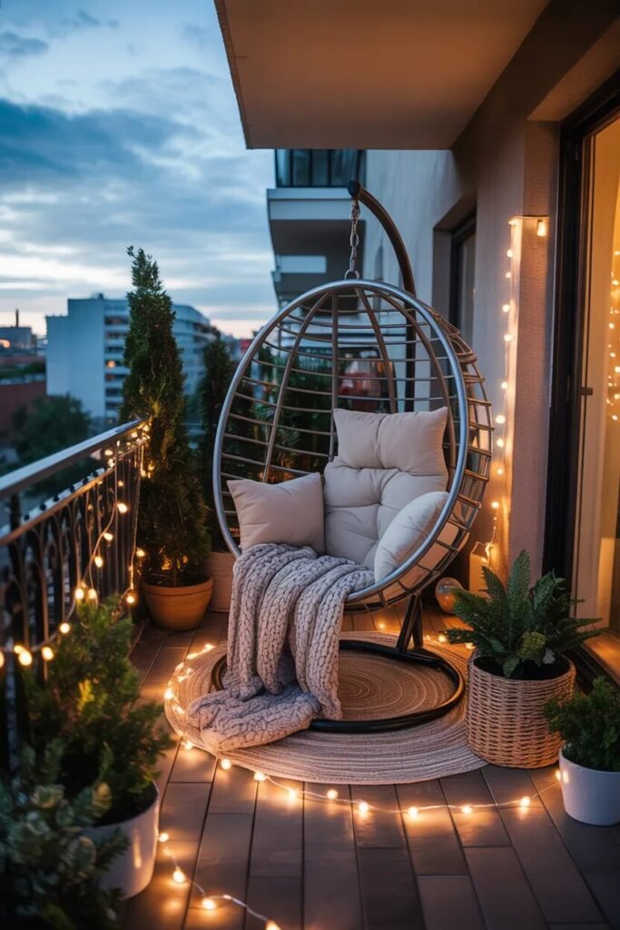 Hanging chair apartment patio ideas