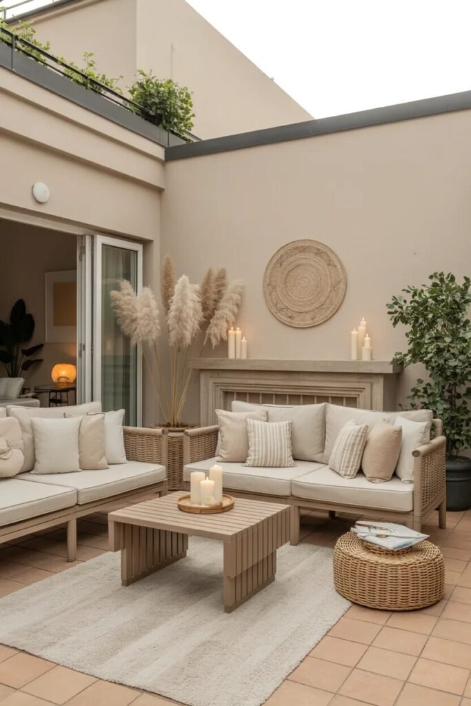 Beige apartment patio ideas decor