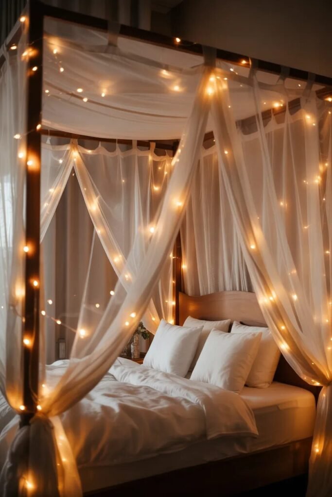 canopy bed ideas romantic floating curtains