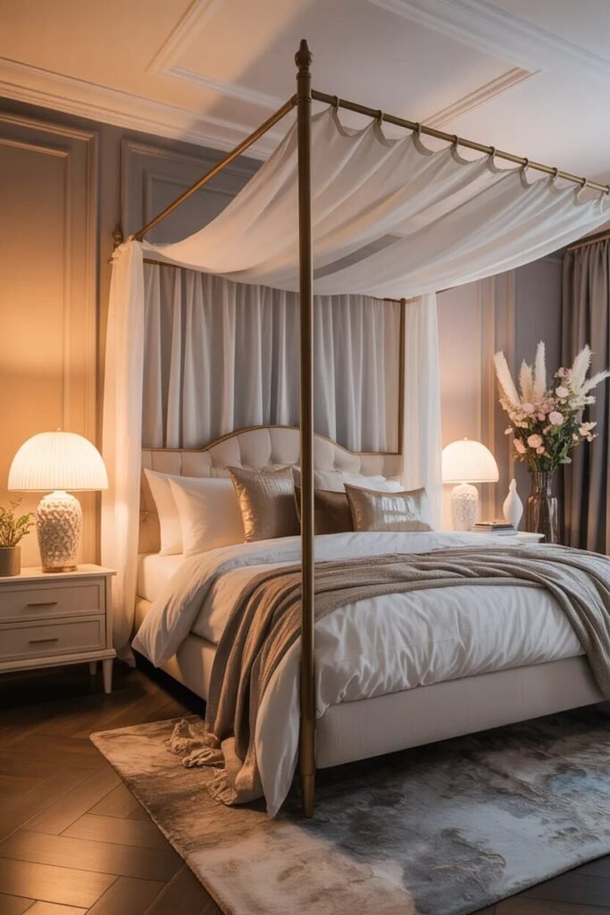 canopy bed ideas gold glam luxury bed