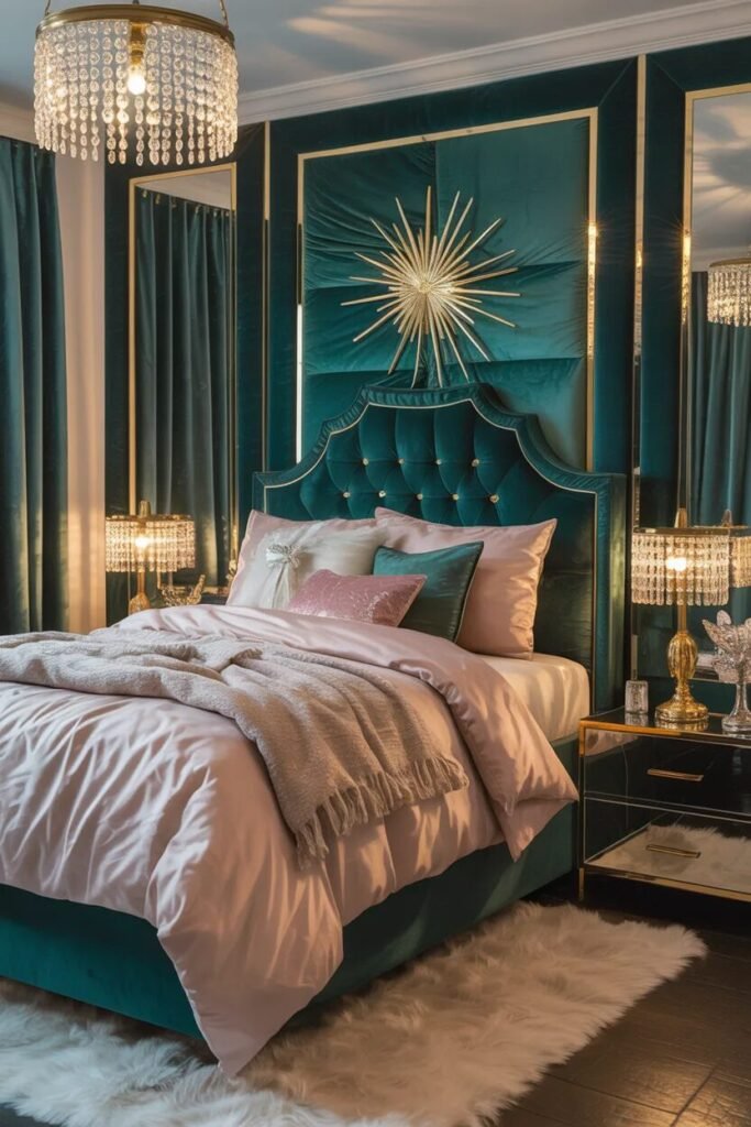 luxury pink green velvet dorm