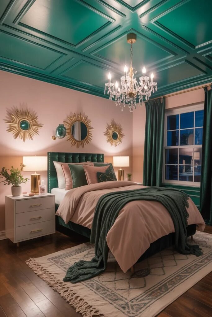 luxury pink green ceiling decor