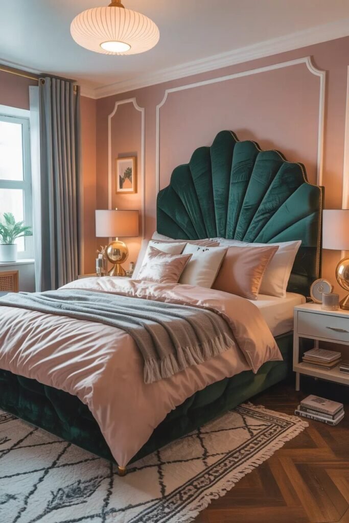 luxury pink green headboard