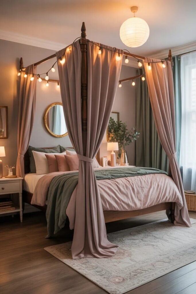 luxury pink green canopy dorm
