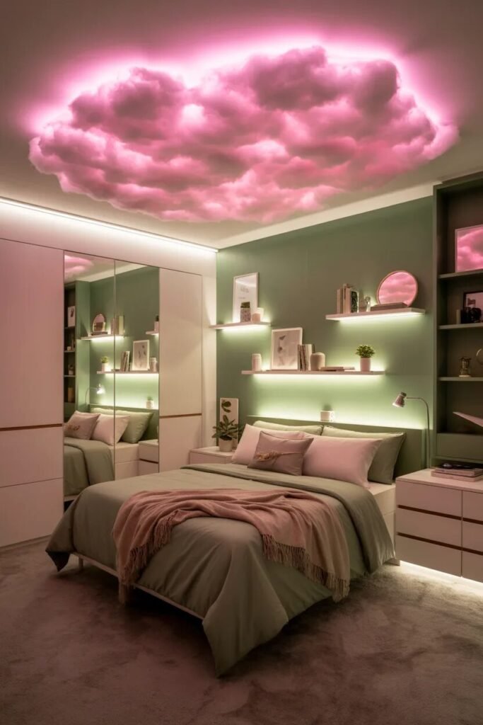 luxury pink green cloud ceiling
