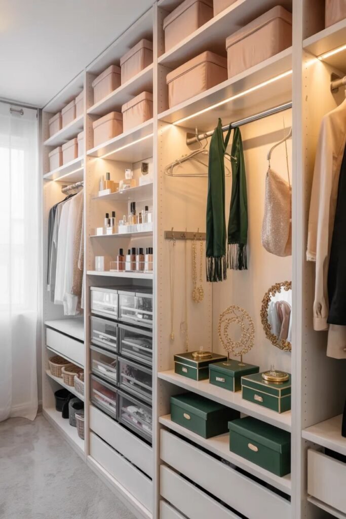 luxury pink green closet decor