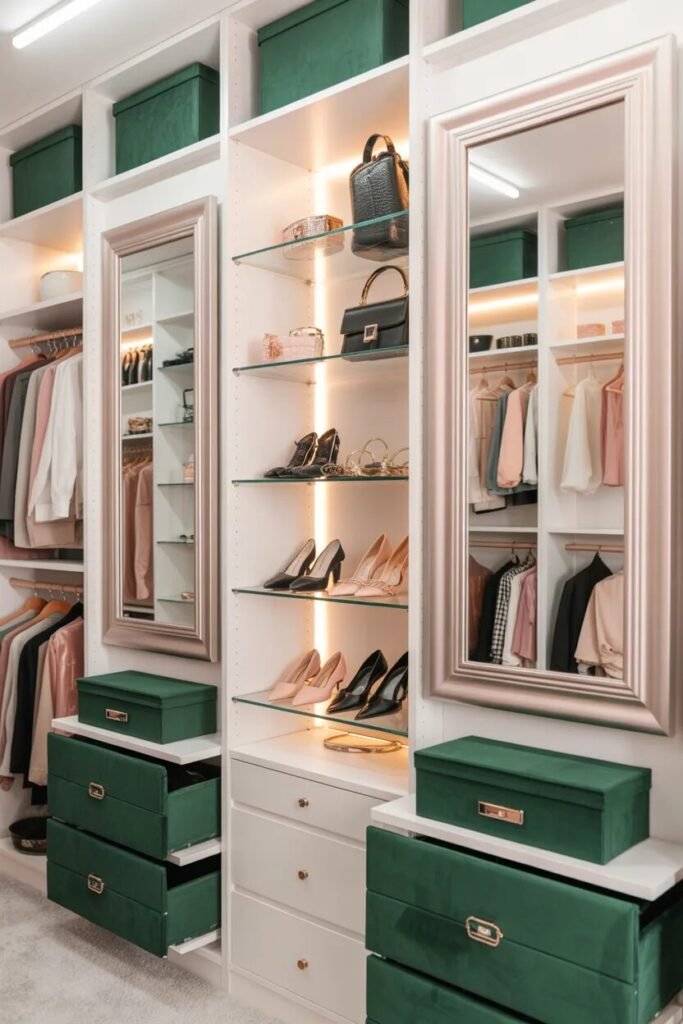 luxury pink green closet mirrors