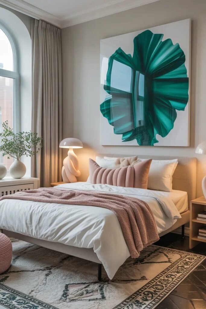 luxury pink green art decor