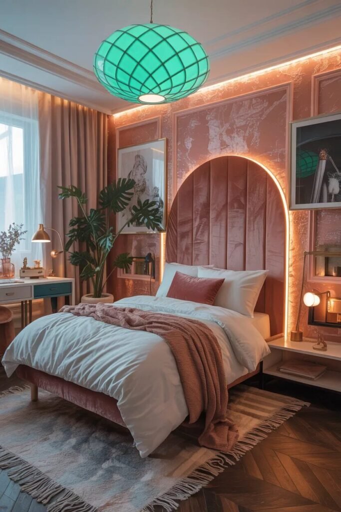 luxury pink green sculptural lighting