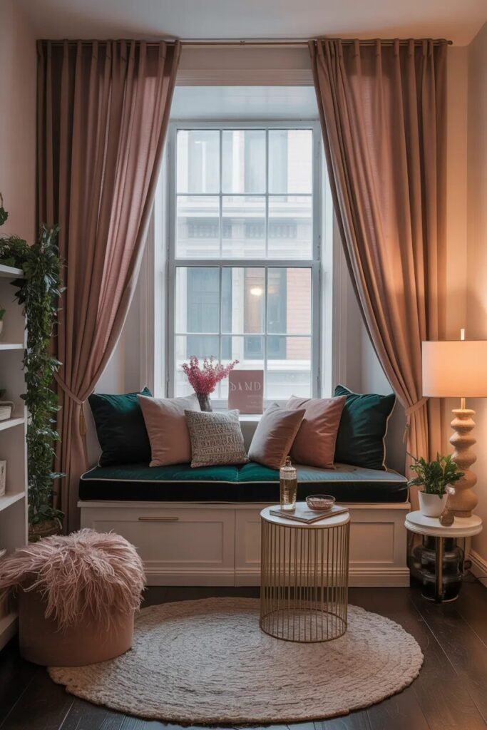 luxury pink green window lounge