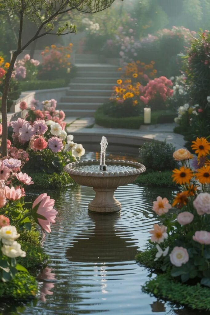 20 flower garden ideas water feature