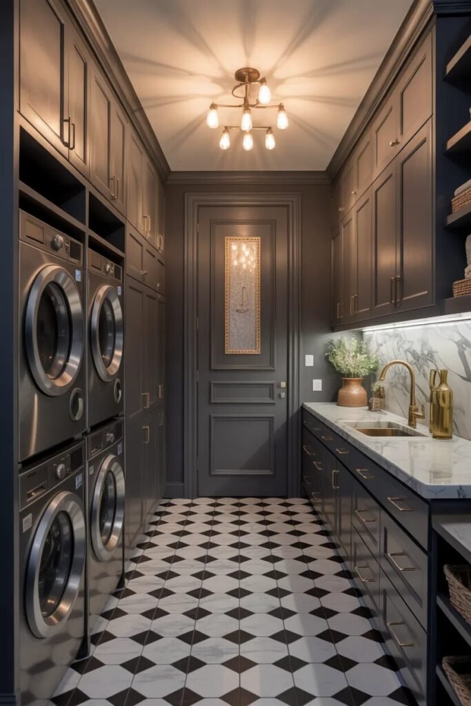charcoal laundry room and mudroom combo
