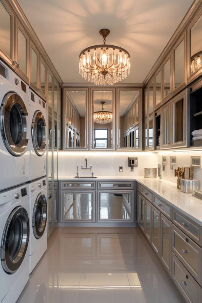 mirror laundry room and mudroom combo