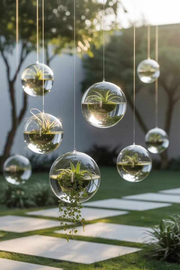 15 DIY backyard ideas hanging garden orbs