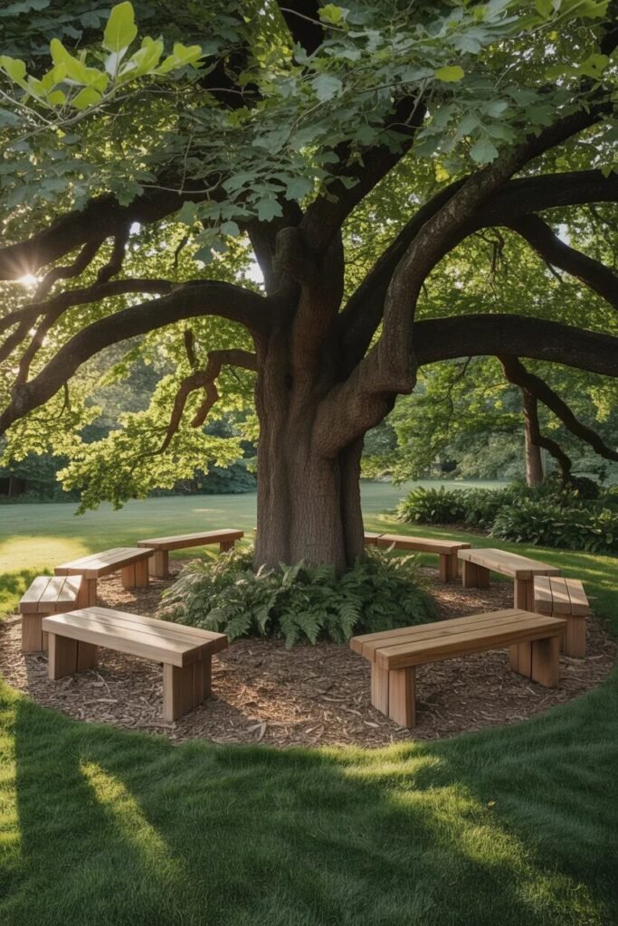 15 DIY backyard ideas tree seating