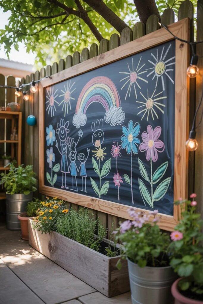 15 DIY backyard ideas chalkboard wall