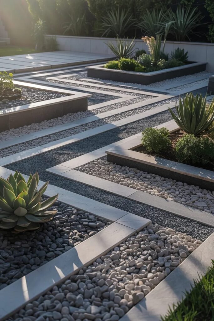 15 DIY backyard ideas gravel art floor