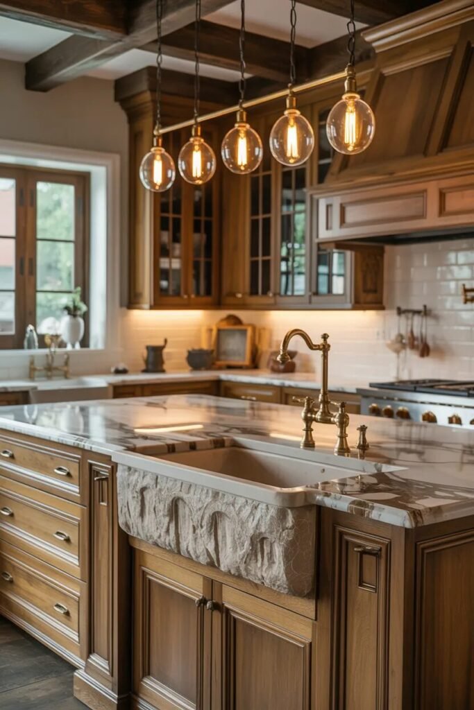 luxury farmhouse kitchen design ideas stone sink