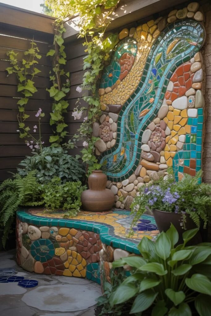 15 DIY backyard ideas mosaic corner