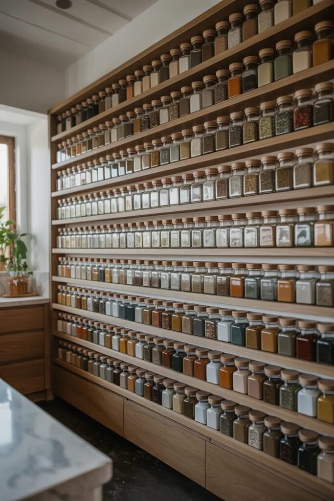 Spice rack kitchen wall decor ideas
