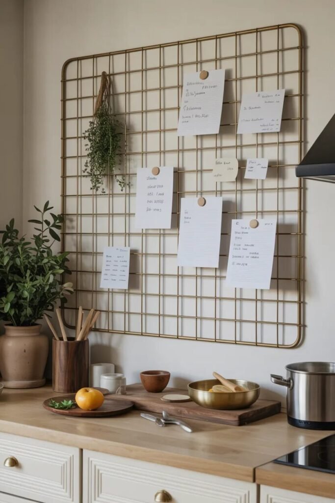 Gold grid kitchen wall decor ideas