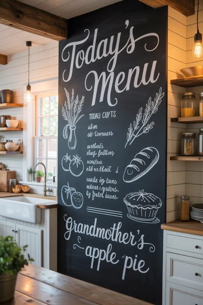 Blackboard kitchen wall decor ideas