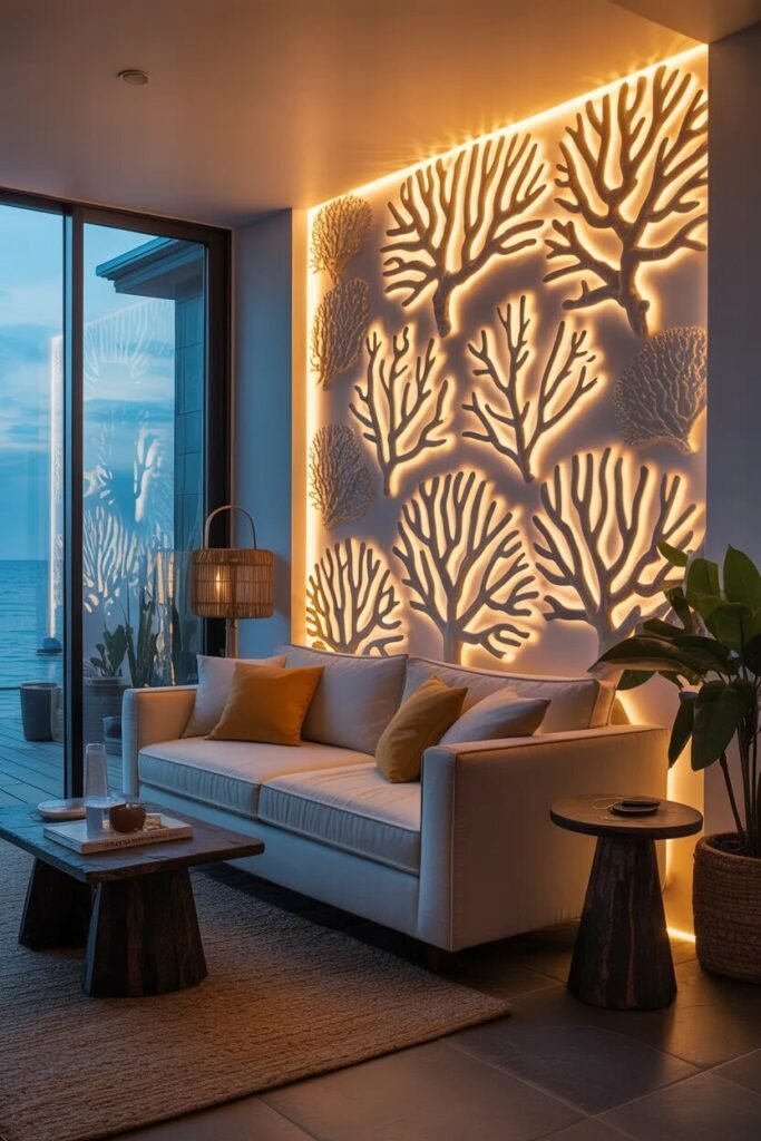 Coral coastal wall decor ideas