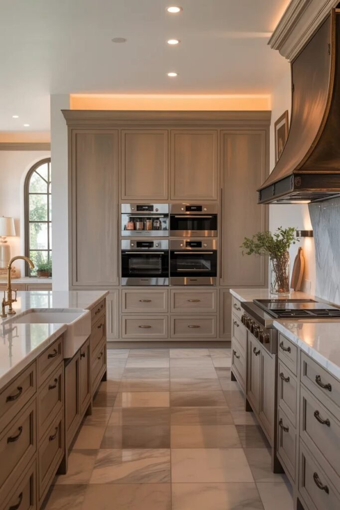 luxury farmhouse kitchen design ideas built-in appliances
