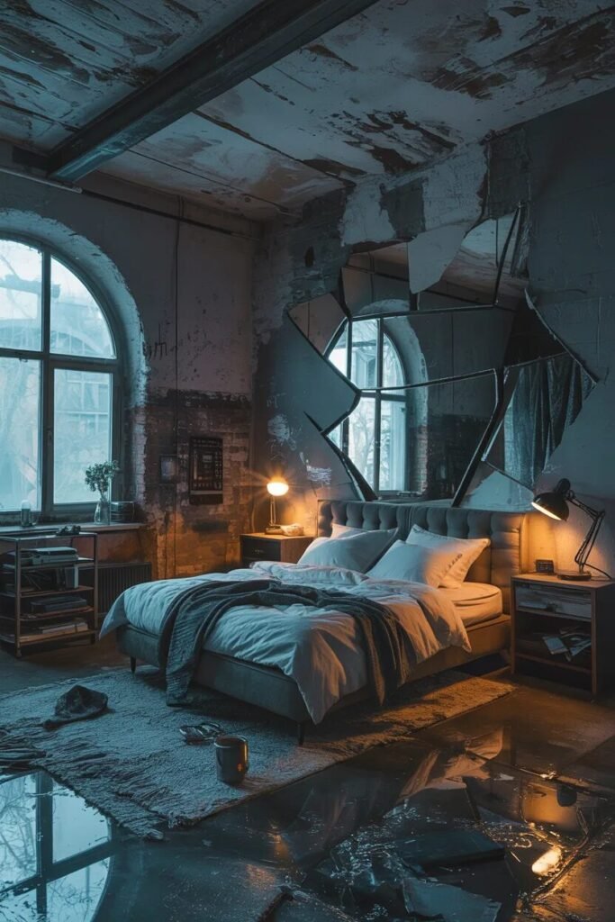 20 grunge bedroom design ideas mirror wall