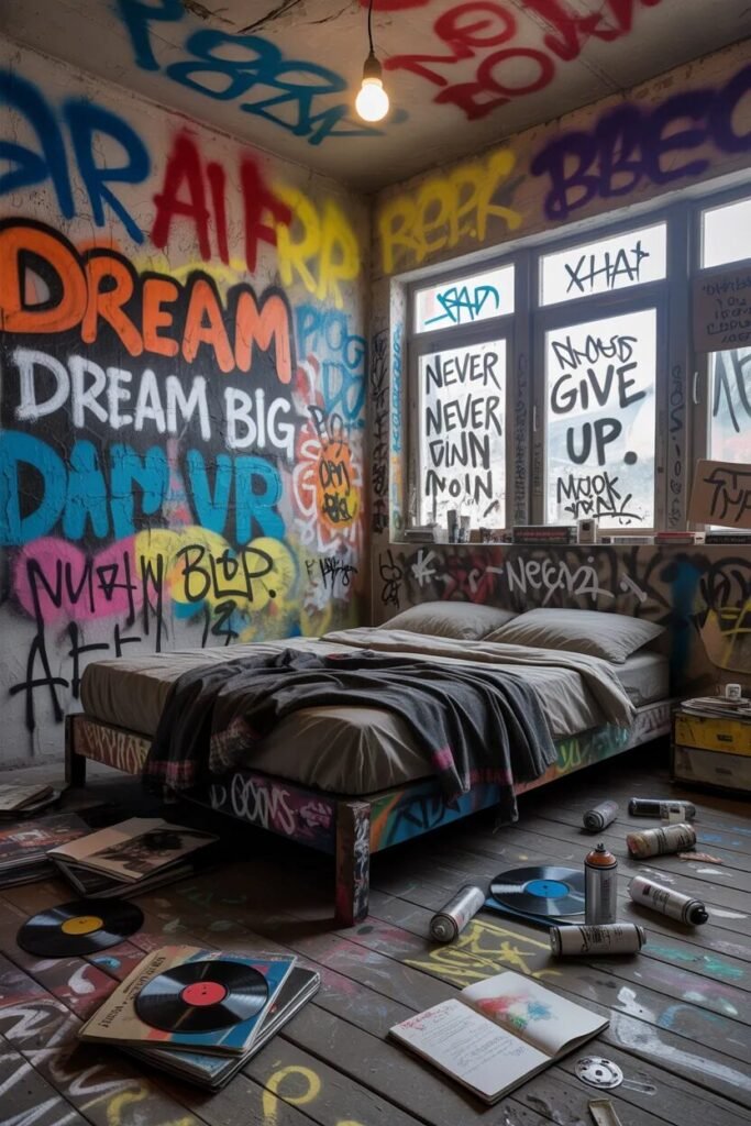 20 grunge bedroom design ideas graffiti wall