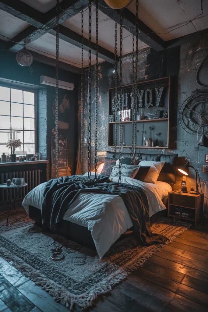 20 grunge bedroom design ideas chain decor