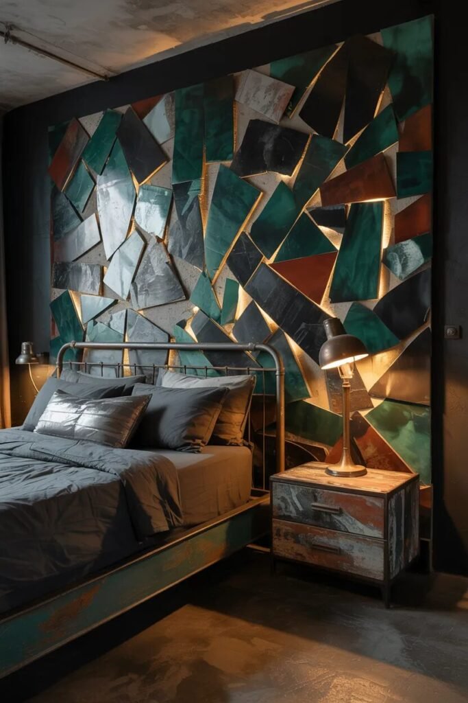 20 grunge bedroom design ideas mosaic wall