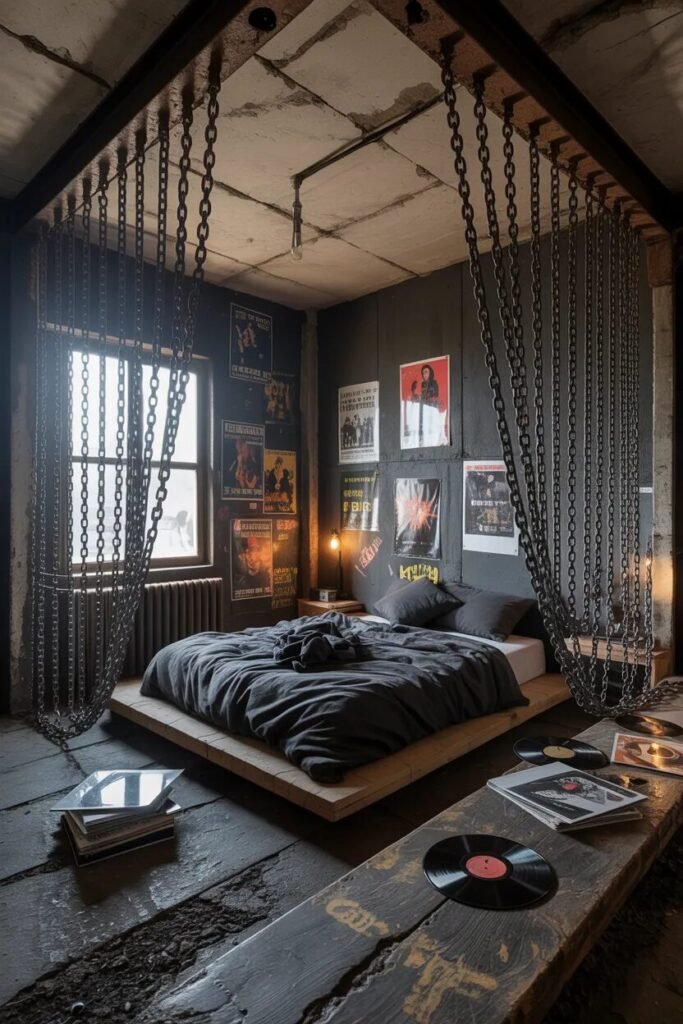 20 grunge bedroom design ideas chain divider