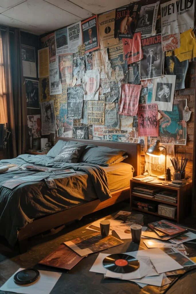 20 grunge bedroom design ideas poster wall