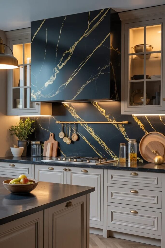 luxury farmhouse kitchen design ideas black marble