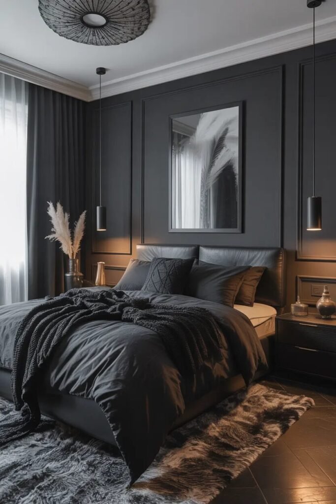 Black bedding ideas monochrome room