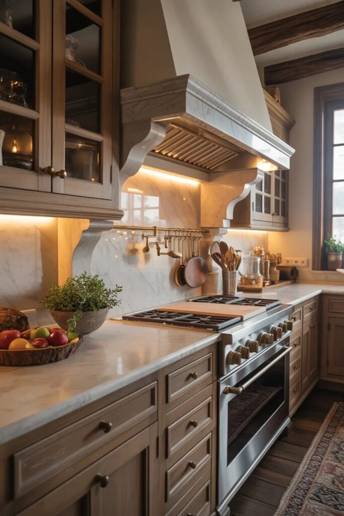 luxury farmhouse kitchen design ideas under lighting
