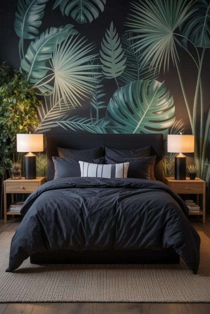  Black bedding ideas botanical decor