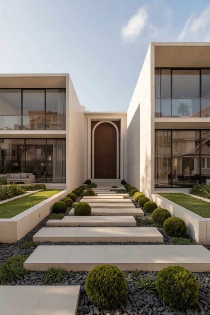 small front yard landscaping ideas sculpted entrance garden