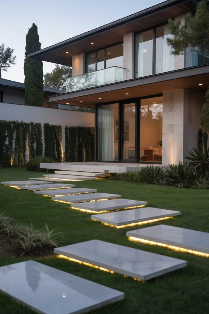 small front yard landscaping ideas floating stones