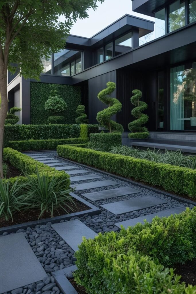 small front yard landscaping ideas black green garden